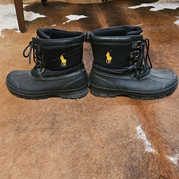 Ralph Lauren POLO Big Pony Logo Crestwick Rubber Boots Snow Rain Insulated 13D - Picture 1 of 7